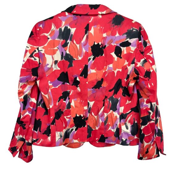 MAXMARA W-E 2023‎ Cotton Floral Maximalist Red Short Blazer Designer sz L 14 - Picture 2 of 11